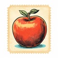 Vintage Isolated Old Print Of Honeycrisp Apple Stamp