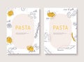 Vintage italian pasta restaurant illustration. Hand drawn vector illustration with splash. Can be used for wrapping paper, street Royalty Free Stock Photo