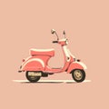 Vintage Italian Scooter Pink Illustration With Minimal Retouching