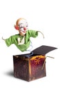 Vintage Jack-in-the-box toy isolated on white Royalty Free Stock Photo