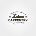 Vintage jack plane logo vector for carpentry service symbol illustration design, carpenter woodwork logo design Royalty Free Stock Photo