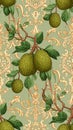 Vintage Jackfruit Pattern on Damask Background Royalty Free Stock Photo