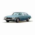 Vintage Jaguar Car Vector Illustration In Light Blue And Brown