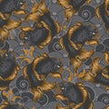 Vintage japanese sea seamless pattern