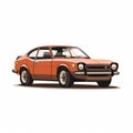 Vintage Japanese Style Orange Coupe Poster Royalty Free Stock Photo