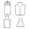 Vintage jars and bottles cute hand drawn line art illustratiom