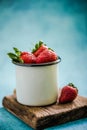 Vintage jat with fresh strawberries Royalty Free Stock Photo