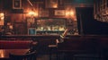 Vintage jazz bar music club interior