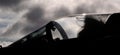 Vintage fighter aircraft cockpit back lit. Royalty Free Stock Photo