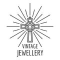 Vintage jewellery logo, outline style