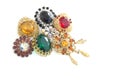 vintage jewelry brooches isolated on white