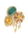 vintage jewelry brooches isolated on white