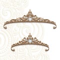 Vintage jewelry gold diadems with diamonds Royalty Free Stock Photo