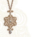 Vintage jewelry pendant with diamonds and pearls