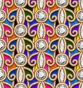 Vintage jewelry seamless pattern with gold swirls