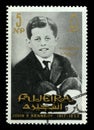 Vintage John F Kennedy Postage stamp from Fujeira Royalty Free Stock Photo