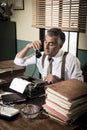 Vintage journalist on the phone Royalty Free Stock Photo