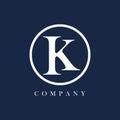 Vintage K letter white with dark blue background