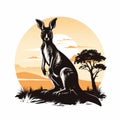 Vintage Kangaroo Sunset Vector Art With Distinctive Character Design