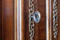 Vintage key in beautiful wooden door - furniture