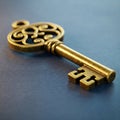 Vintage key with close-up patterns. Royalty Free Stock Photo