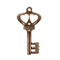 Vintage key isolated sketch Royalty Free Stock Photo