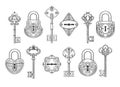 Vintage key, keyhole and lock set