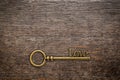 Vintage key for love on wood background with space. Valentine Royalty Free Stock Photo