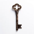 Vintage Key With Shiny Bumpy Texture On White Background