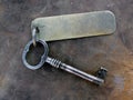 Vintage key with tag Royalty Free Stock Photo