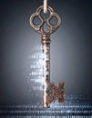 Vintage Key Unlocking Digital Secrets Royalty Free Stock Photo