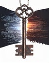 Vintage Key Unlocking Modern Digital Code Royalty Free Stock Photo