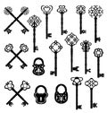Vintage keys and lock set. Vector design Royalty Free Stock Photo