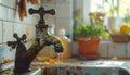 Vintage Kitchen Faucet Dripping Water Royalty Free Stock Photo