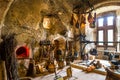 Vintage kitchen interior in ancient castle, Europe