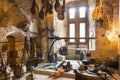 Vintage kitchen interior in ancient castle, Europe