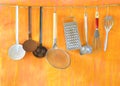 Vintage kitchen utensils, cooking, food preparation, vintage kit Royalty Free Stock Photo