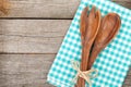 Vintage kitchen utensils over wooden table Royalty Free Stock Photo