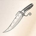 Vintage knife hand drawing engraving illustration