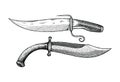 Vintage knife hand drawing engraving illustration