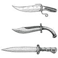 Vintage knife hand drawing engraving illustration