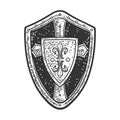 vintage knight shield sketch vector illustration