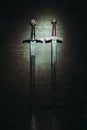 Vintage knight sword background Royalty Free Stock Photo