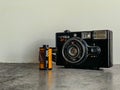 Vintage Konica pop photography camera. Royalty Free Stock Photo