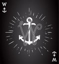 Vintage Label with an Anchor and Letter made of Ship Rope. Royalty Free Stock Photo