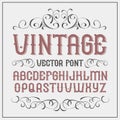 Vintage label font. Alcogol label style. Royalty Free Stock Photo