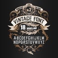 Vintage label font. Cognac label style.