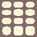 Vintage label frames. Old ornamental labels, fashion product tag. Retro frame vector template Royalty Free Stock Photo