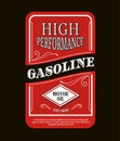 Vintage label gasoline sign retro vector illustration Royalty Free Stock Photo