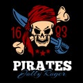 Vintage label pirates skull